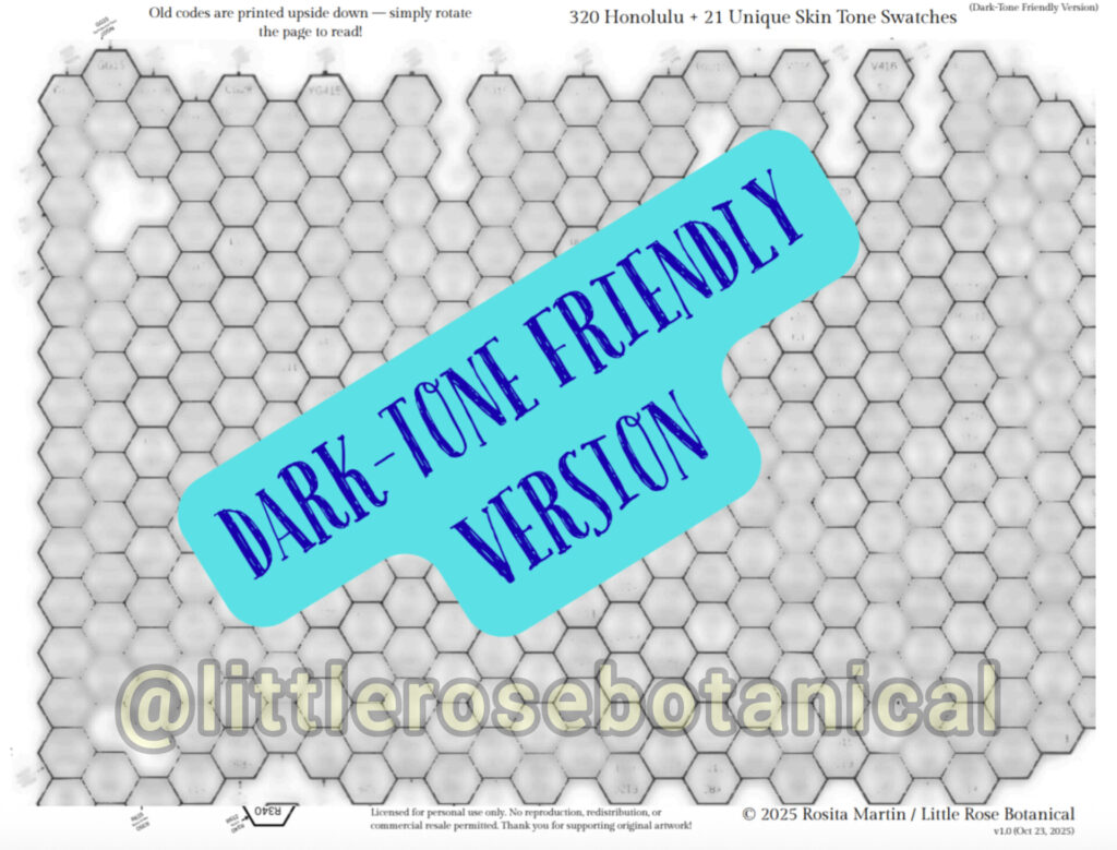 ohuhu swatch chart dark-tone friendly version